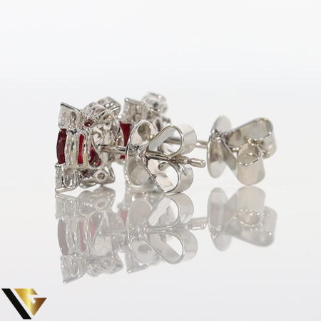 Cercei Aur Alb 18k, Diamante 0.48 ct si Rubine 1.52 ct [2]