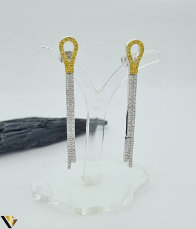 Cercei cu diamante - Cercei Aur Alb 18k, Diamante 0.70 ct