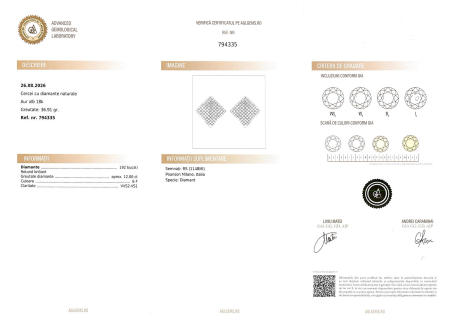 Cercei Aur Alb 18k, Diamante 12.00 ct [6]