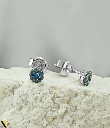 Cercei Aur Alb 18k, Diamante 0.14 ct [0]