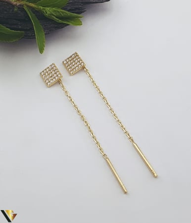 Bijuterii din aur - Cercei cu lant, Aur 14k