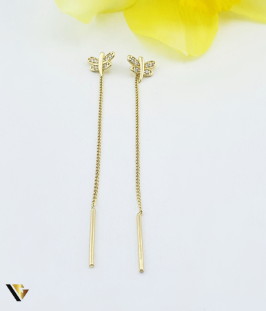 Bijuterii din aur - Cercei cu lant, Aur 14k