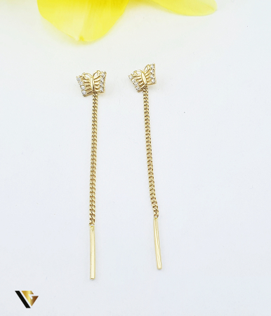 Bijuterii din aur - Cercei cu lant, Aur 14k