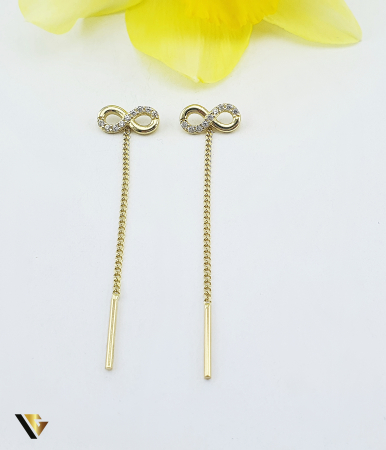 Bijuterii din aur - Cercei cu lant, Aur 14k