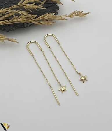 Bijuterii din aur - Cercei cu lant, Aur 14k