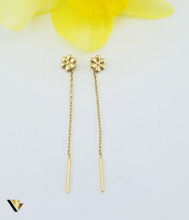 Bijuterii din aur - Cercei cu lant, Aur 14k