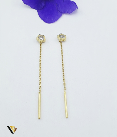 Bijuterii din aur - Cercei cu lant, Aur 14k