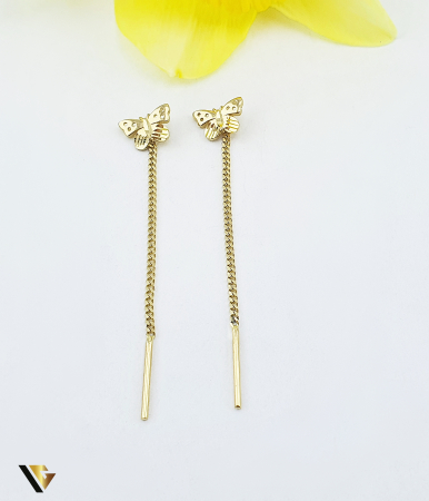 Bijuterii din aur - Cercei cu lant, Aur 14k