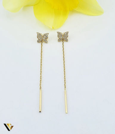 Bijuterii din aur - Cercei cu lant, Aur 14k