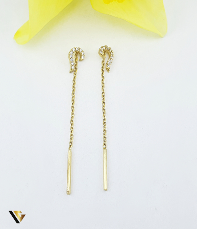 Bijuterii din aur - Cercei cu lant, Aur 14k