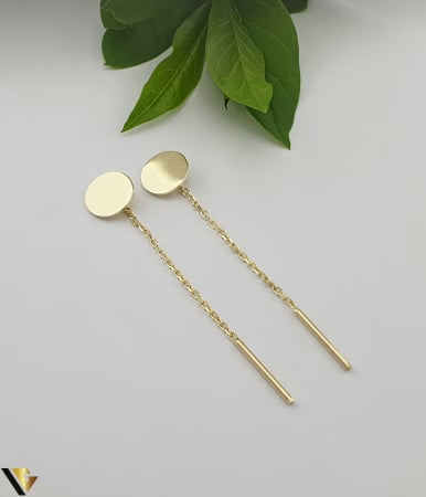 Bijuterii din aur - Cercei cu lant, Aur 14k