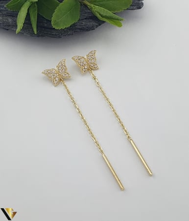 Bijuterii din aur - Cercei cu lant, Aur 14k