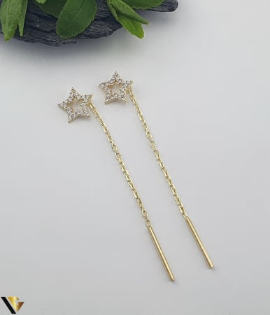 Bijuterii din aur - Cercei cu lant, Aur 14k