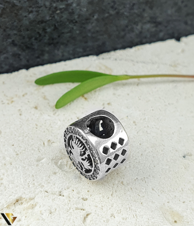 Charm / Talisman din Argint 925, Zirconiu VULTUR DOUA CAPETE [1]