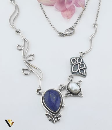 Bijuterii din argint - Colier Argint 925,Lapis Lazului, Perla