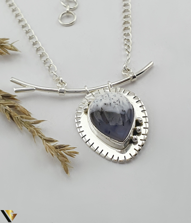 Colier Argint 925, Agat Dendritic [1]