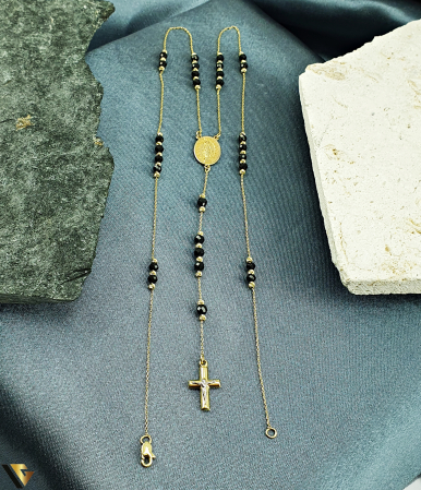 Colier Aur 14k, Rozariu  Cruce, Maica Domnului