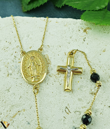 Colier Aur 14k, Rozariu  Cruce, Maica Domnului [1]