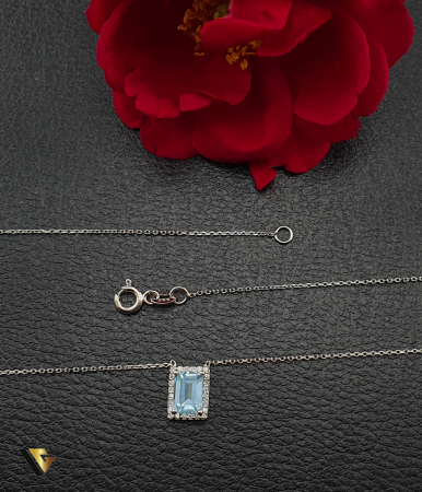 Colier Aur 14k, Diamante 0.09 ct, Topaz [1]
