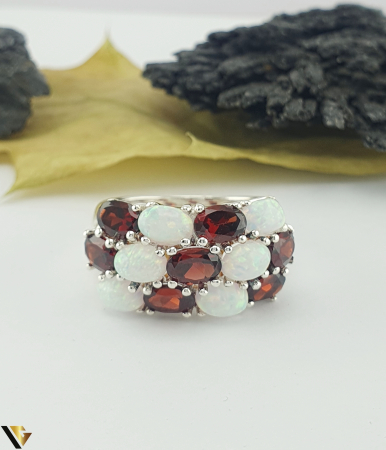 Inel Argint 925, Granate si Opale [1]