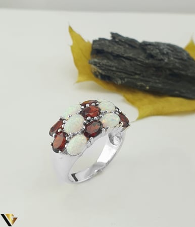Inele din argint - Inel Argint 925, Granate si Opale