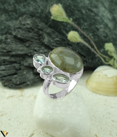 Inele din argint - Inel Argint 925, Labradorit, Topaz