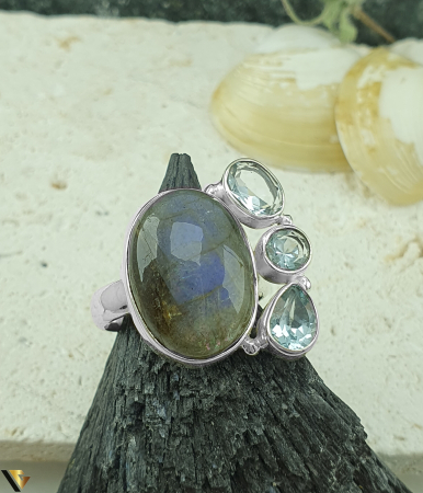 Inel Argint 925, Labradorit, Topaz [1]