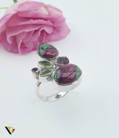 Bijuterii din argint - Inel Argint 925,Ruby Zoisite, Peridot, Granat