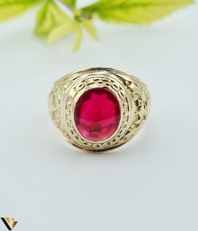 Inel Aur 10k, Rubin Cabochon [1]