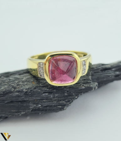 Inel Aur 14k, Diamante 0.06 ct, Turmalina roz [1]