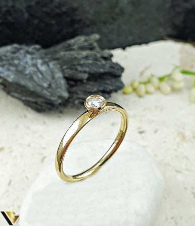 Inele cu diamante - Inel Aur 14k, Diamant 0.12 ct