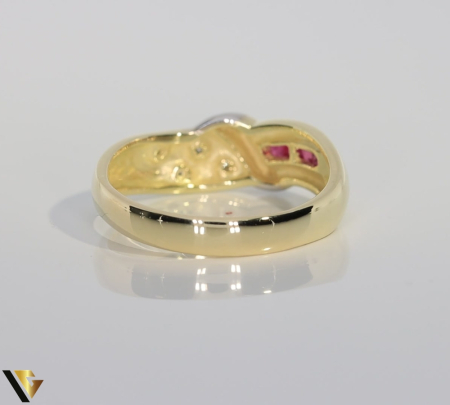 Inel Aur 14k, Diamante 0.08 ct , Rubine [2]