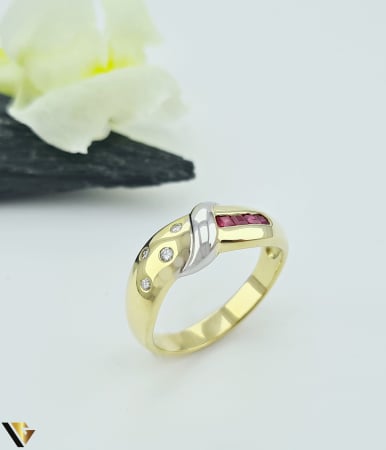 Bijuterii din aur - Inel Aur 14k, Diamante 0.08 ct , Rubine