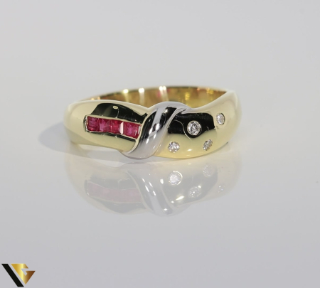 Inel Aur 14k, Diamante 0.08 ct , Rubine [1]