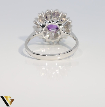 Inel Aur 14k, Diamante 0.12 ct, Ametist [2]