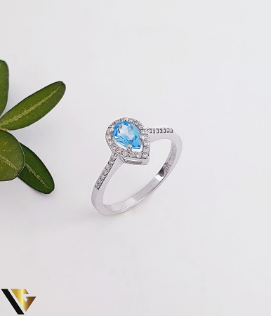Inele din aur - Inel Aur 14k, Diamante  0.13 ct si Topaz