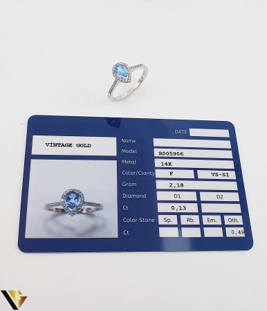 Inel Aur 14k, Diamante  0.13 ct si Topaz [2]