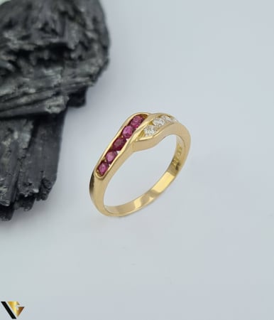 Inele - Inel Aur 14k, Diamante 0.15 ct, Spinel