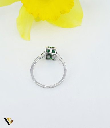 Inel Aur 14k, Diamante 0.16 ct, Smarald [2]