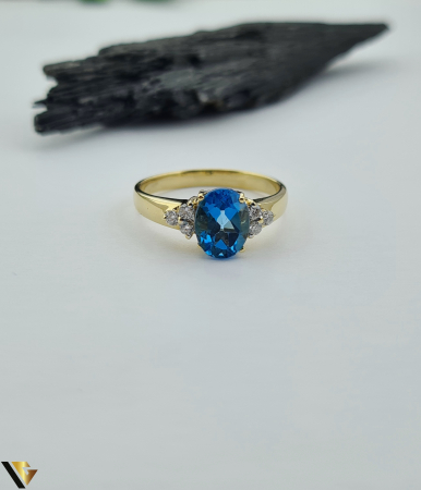 Inel Aur 14k, Diamante 0.18 ct si Topaz [1]
