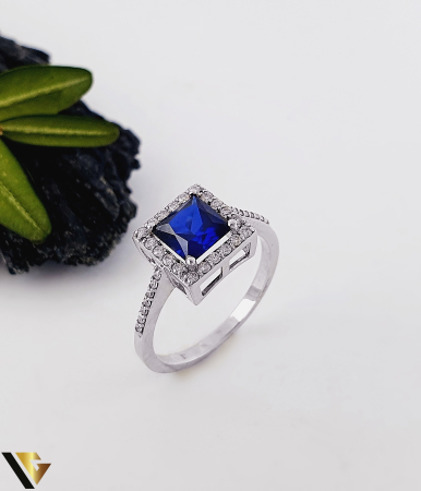 Inele cu diamante - Inel Aur 14k, Diamante  0.24 ct si Safir