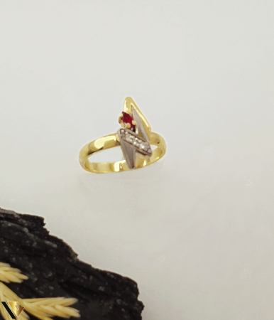Inel Aur 14k, Diamante si Rubin [1]