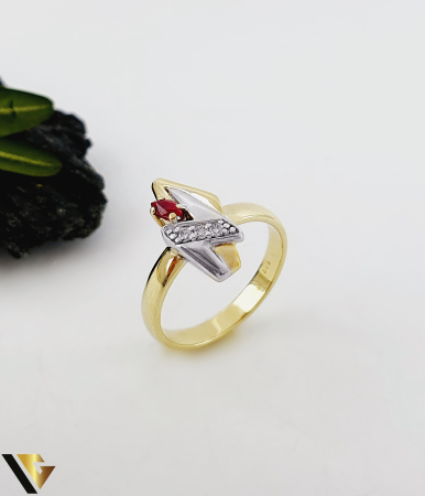 Inele cu diamante - Inel Aur 14k, Diamante si Rubin