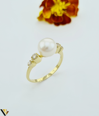 Inele - Inel aur 14k, Perla si Zirconiu