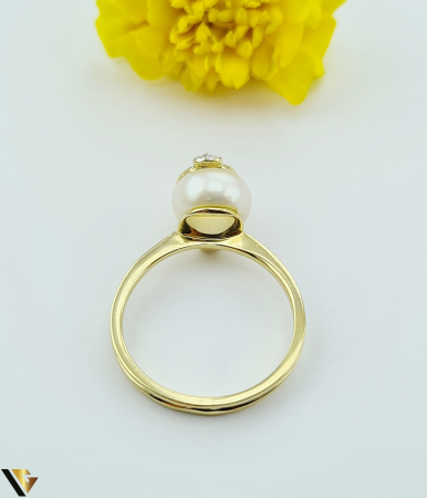 Inel aur 14k, Perla si Zirconiu [1]