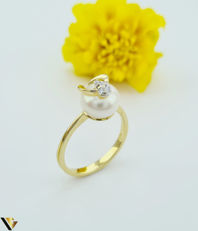 Inele - Inel aur 14k, Perla si Zirconiu