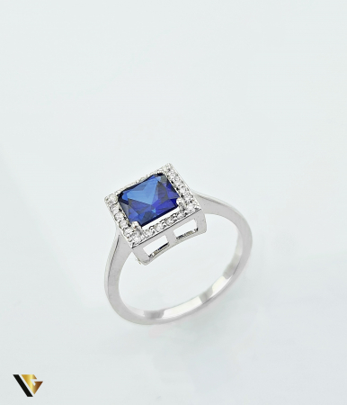 Inel Aur 14k, Safir si Diamante de 0.15 ct in total [1]