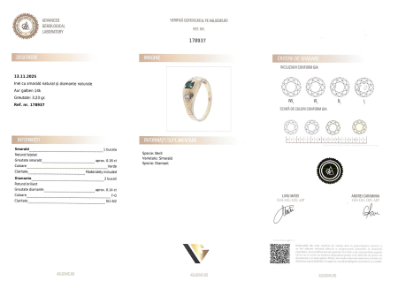 Inel Aur 14k, Smarald 0.16 ct, Diamante 0.14 ct [3]