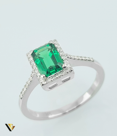 Inel Aur 14k, Smarald si Diamante de 0.15 ct in total, 2.53 grame [2]