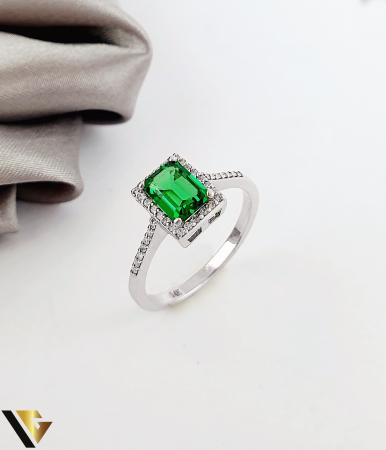 Inele - Inel Aur 14k, Diamante 0.15 ct si Smarald